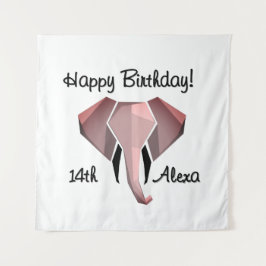 Geometrie Elephant Head Birthday Age and Name Wandteppich