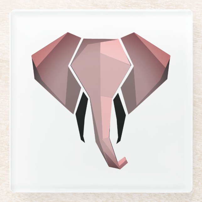 Geometrie Elephant Head Glasuntersetzer (Vorderseite)