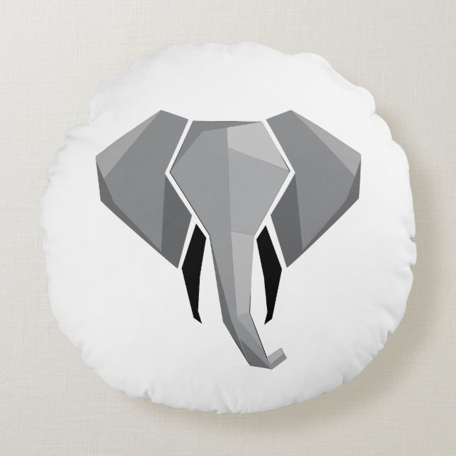 Geometrie Elephant Head Rundes Kissen (Vorderseite)