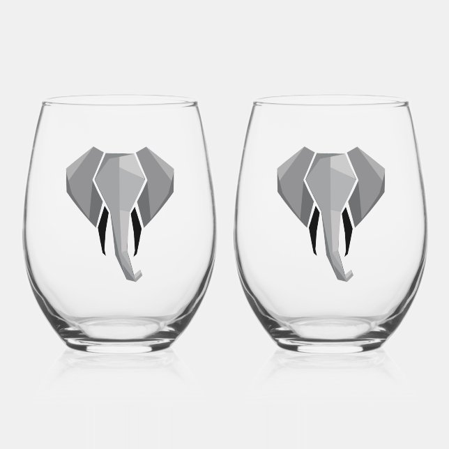 Geometrie Elephant Head Weinglas Ohne Stiel (Vorderseite)
