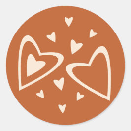 Geometrie in Liebe - Creme auf rotem Ocker - Bild. Runder Aufkleber