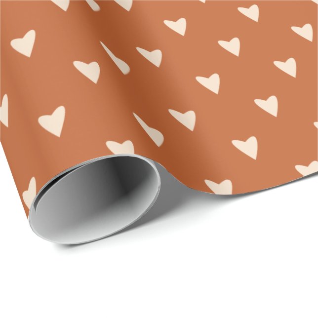 Geometrie in Liebe - Creme auf rotem Ocker - Muste Geschenkpapier (Rolleneckpunkt)