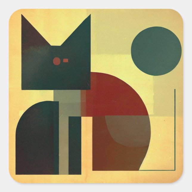 Geometrie Katze Quadratischer Aufkleber (Vorderseite)