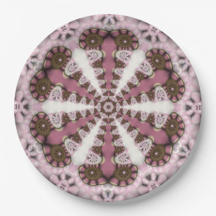 Geometrie Land Earth Pink Mandala Pappteller