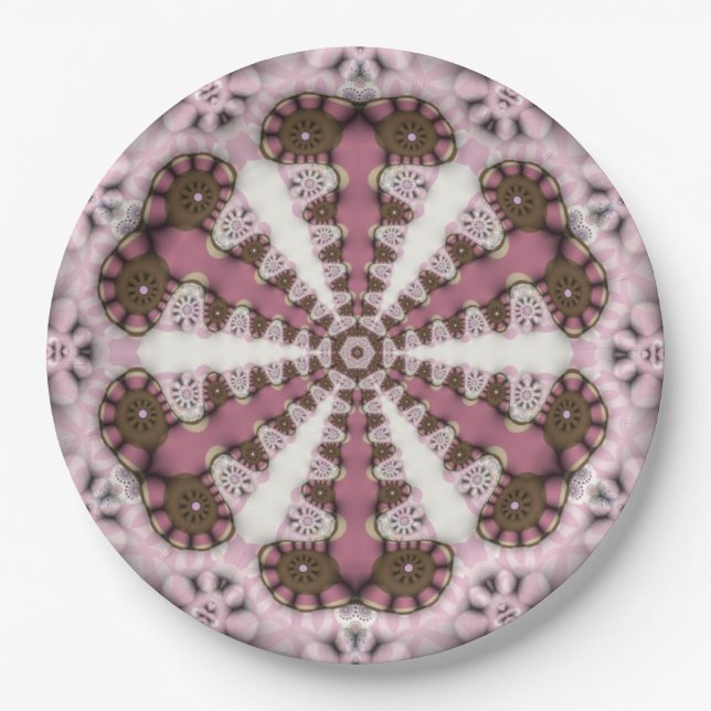 Geometrie Land Earth Pink Mandala Pappteller (Vorderseite)