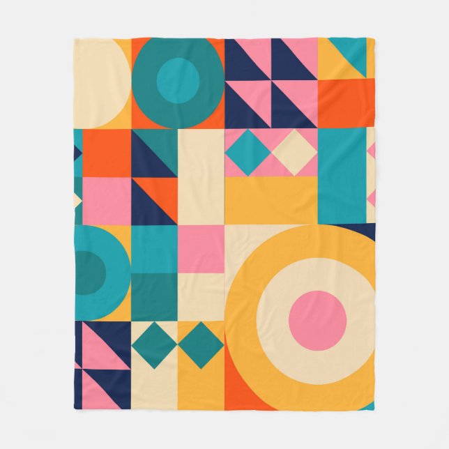 Geometrie-Minimalistisch: Vintages Illustrationspa Fleecedecke (Vorderseite)