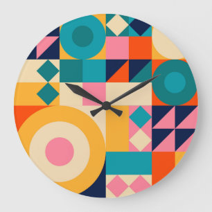 Geometrie-Minimalistisch: Vintages Illustrationspa Große Wanduhr