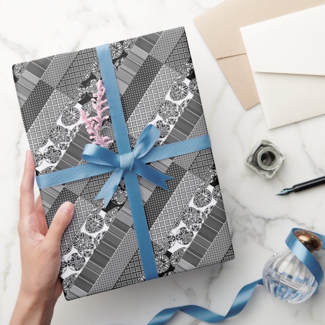 Geometrie, Muster, Schwarz und Weiß Geschenkpapier (Schenken)