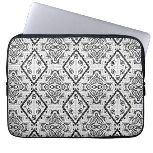 Geometrie , Muster , Schwarz und Weiß Laptopschutzhülle