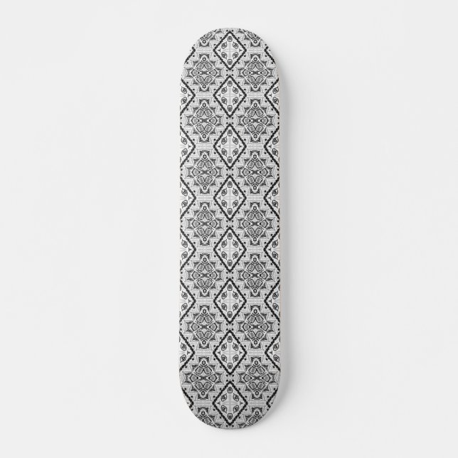 Geometrie , Muster , Schwarz und Weiß Skateboard (Vorne)