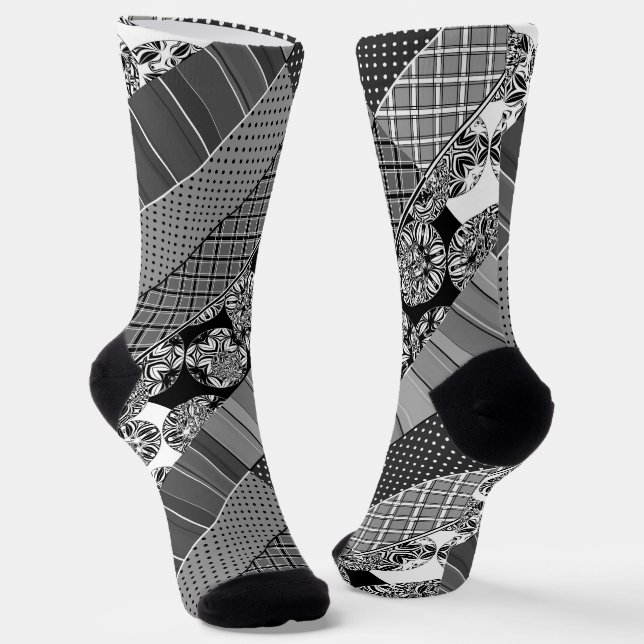 Geometrie, Muster, Schwarz und Weiß Socken (Gewinkelt)
