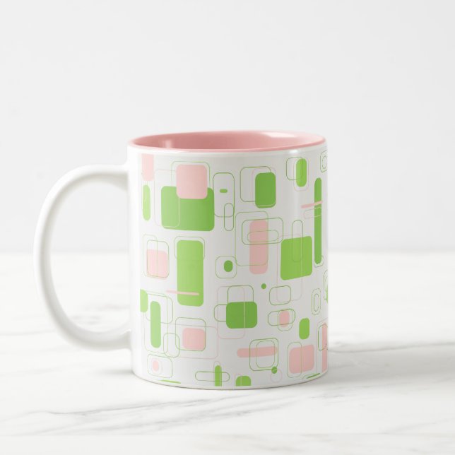 Geometrie Retro Mitteljahrhundert Moderne Zweifarbige Tasse (Links)