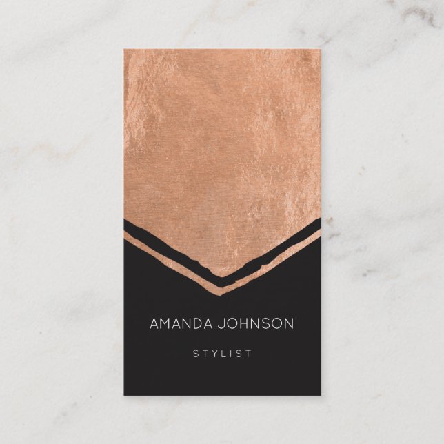 Geometrie-Stylist-Event Schwarz Rosa Rose Gold Pin Visitenkarte (Vorderseite)
