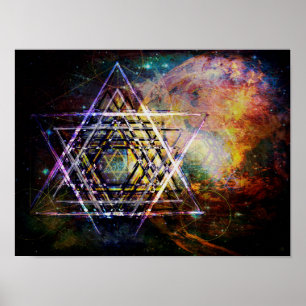 Geometrie-Symbol Hexagram des Hexagram heiliger Poster