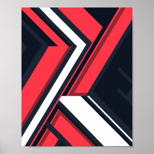 Geometrisch Abstrakt in rot, weiß und schwarz Poster
