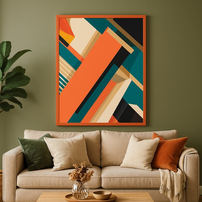 Geometrisch Abstrakt mit Orange & Deep Aquamarin Poster (Von Creator hochgeladen)