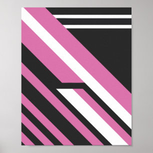 Geometrisch Abstrakt mit rosa und schwarzen Streif Poster