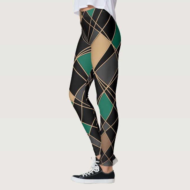 Geometrisch, abstrakt, schwarz leggings (Links)