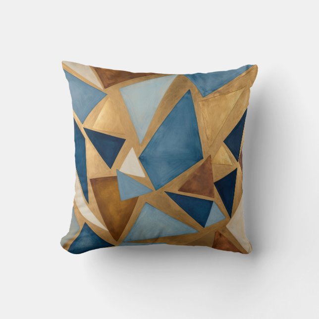 geometrisch abstrakte Blues und Metalle Kissen (Vorderseite)