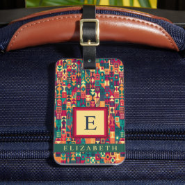 Geometrisch anpassbare rote gelbe grüne Formen Gepäckanhänger