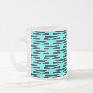 geometrisch aquamarin und schwarz gemustert mattglastasse