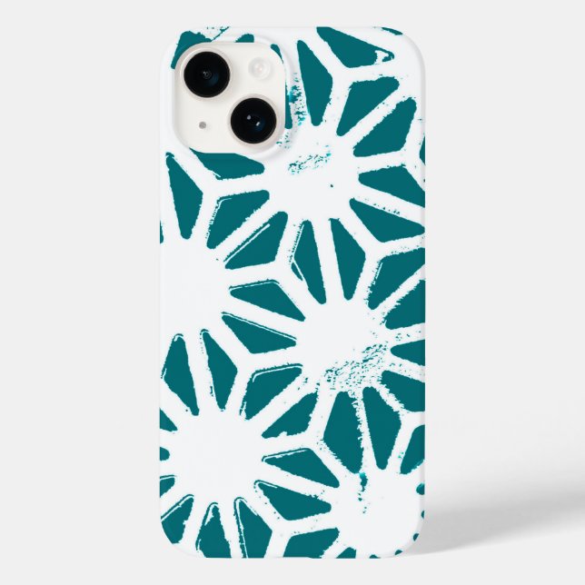 geometrisch aquamarin-weiß Case-Mate iPhone hülle (Rückseite)