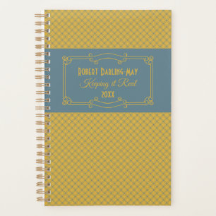 Geometrisch & Art Deco Blau & Gelb Personalisiert Planer