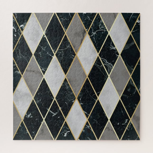 Geometrisch aus Marmor: Gold Lines Luxury Puzzle (Vertikal)