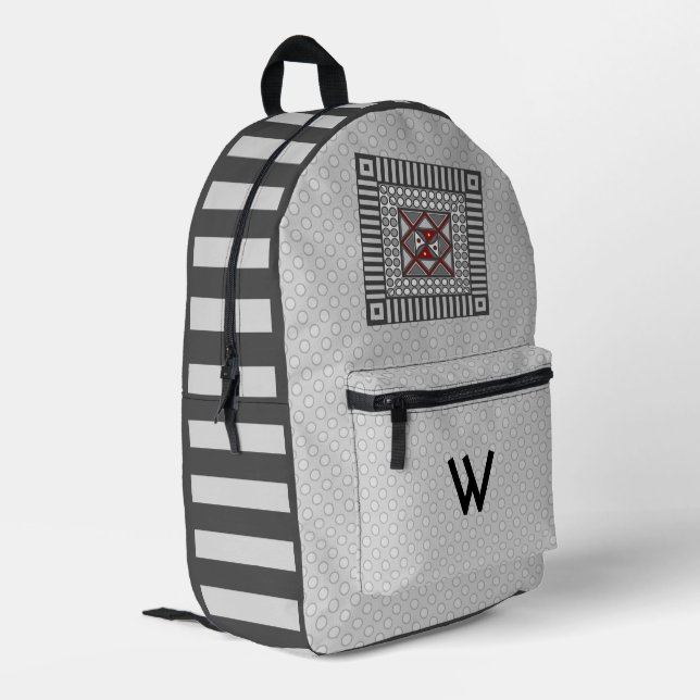 Geometrisch Bedruckter Rucksack (Rückseitige Ecke links)