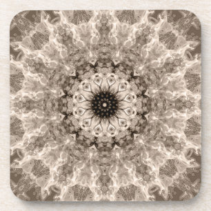 geometrisch, beige, braun, Mandalas Getränkeuntersetzer