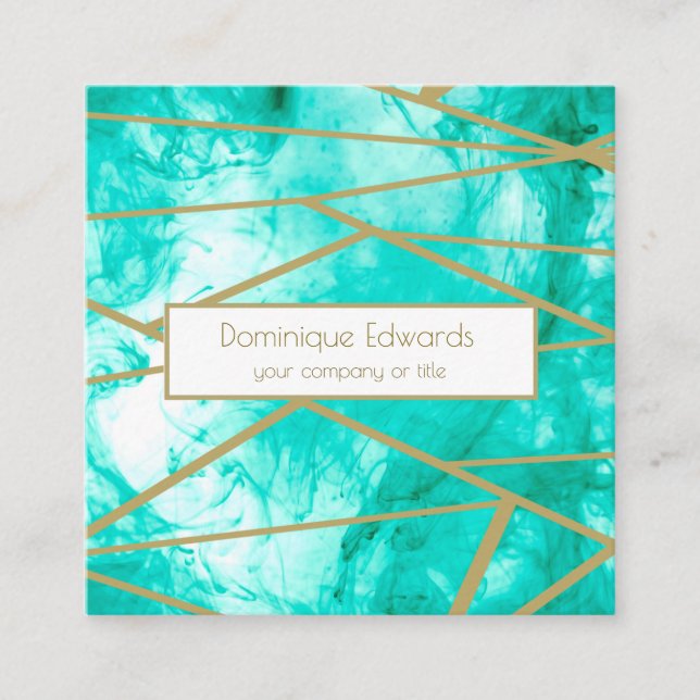 Geometrisch berufliches Aquamarines blaues Wasser Quadratische Visitenkarte (Vorderseite)