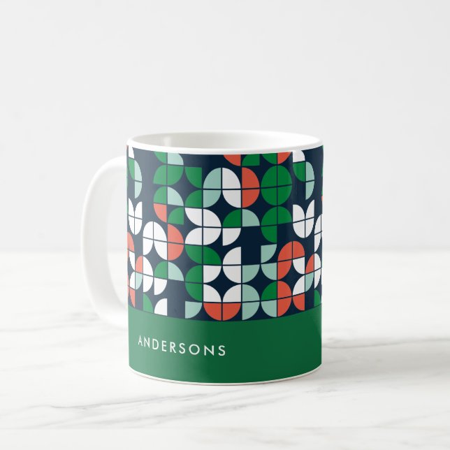 geometrisch-blau-rot-grün Weihnachten Kaffeetasse (Vorderseite Links)