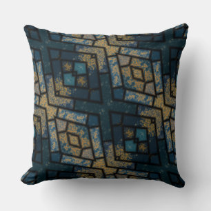 geometrisch blau und gelb kissen