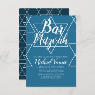 geometrisch blaue Bar Mitzvah Einladung