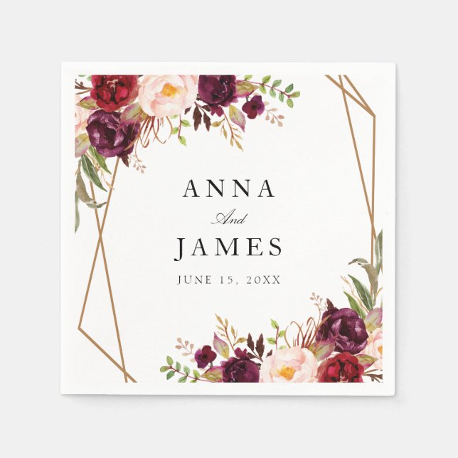 geometrisch bordeauxrot und rot serviette (Vorderseite)