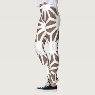 geometrisch braun-weiß leggings