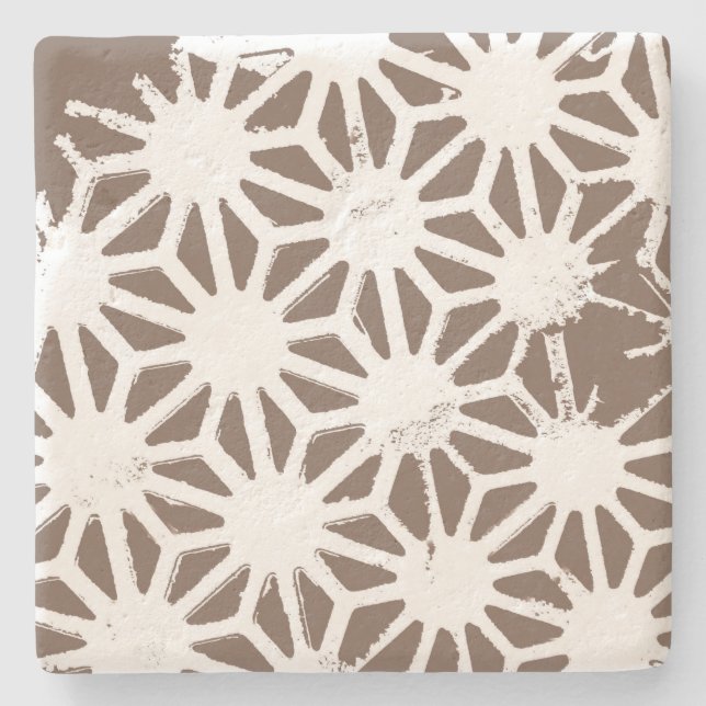 geometrisch braun-weiß steinuntersetzer (Vorderseite)