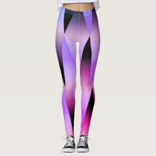 geometrisch coole Leggings in Schwarz und lila Gra