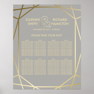 geometrisch   Dove Gray and Gold Seating Chart Poster