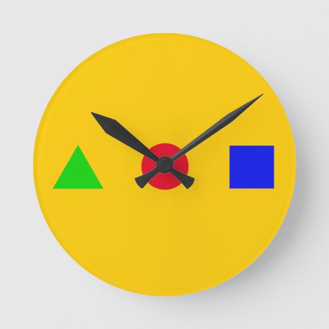 geometrisch - Dreieck, Kreis und Quadrat Runde Wanduhr (Vorderseite)