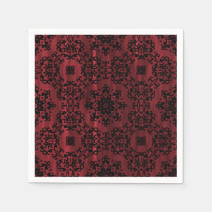 geometrisch dunkelrote und schwarz-gotische Grunge Serviette
