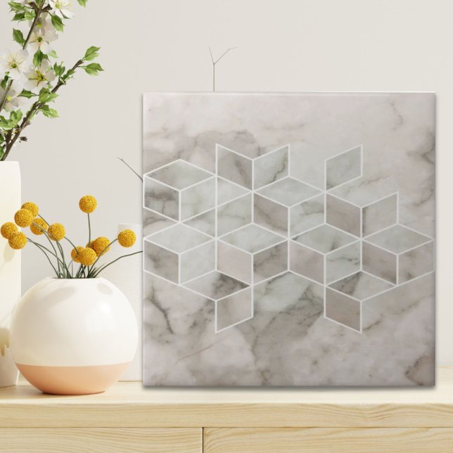 geometrisch eleganter, minimalistischer weißer Mar Fliese (modern chic minimalist white marble geometric ceramic tile)