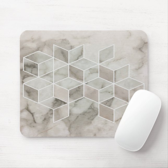 geometrisch eleganter, minimalistischer weißer Mar Mousepad (Mit Mouse)