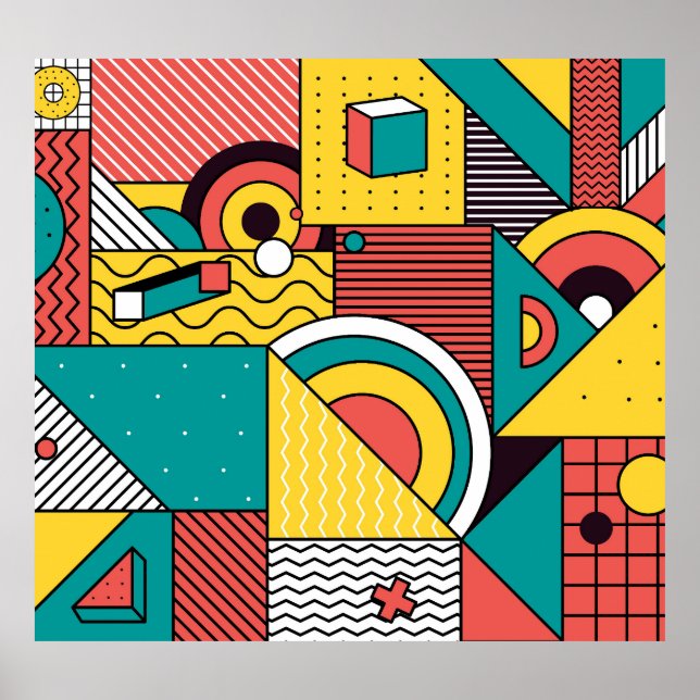 Geometrisch farbig: abstraktes Muster. Poster (Vorne)