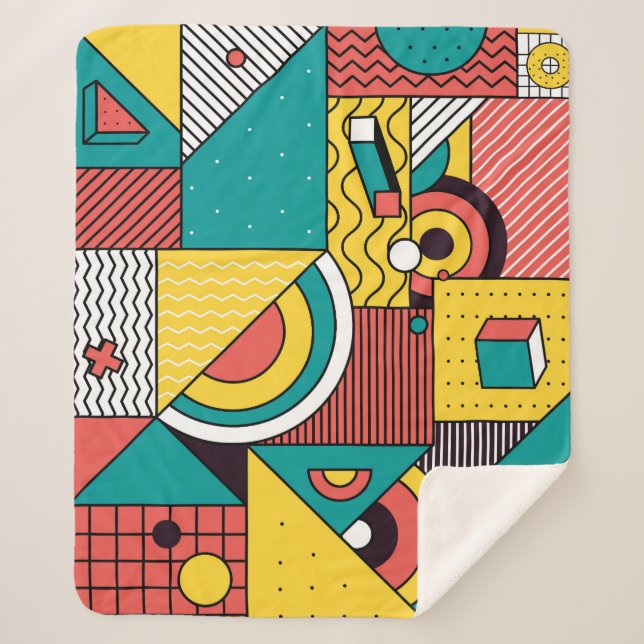 Geometrisch farbig: abstraktes Muster. Sherpadecke (Vorderseite)