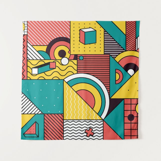 Geometrisch farbig: abstraktes Muster. Wandteppich (Vorderseite)