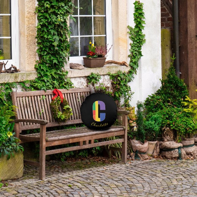 Geometrisch farbig modern rundes kissen (Von Creator hochgeladen)