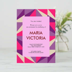 Geometrisch Fette Rosa & Lila Muster Einladung