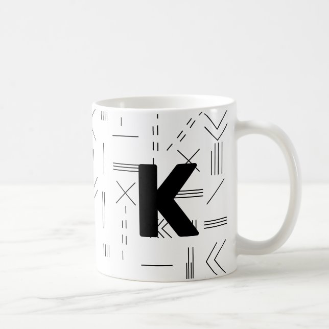 Geometrisch für das Monogramm des weißen Anfangsbu Kaffeetasse (Rechts)