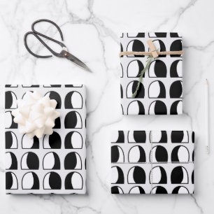 Geometrisch für den Kreis Schwarz/Weiß Geschenkpapier Set
